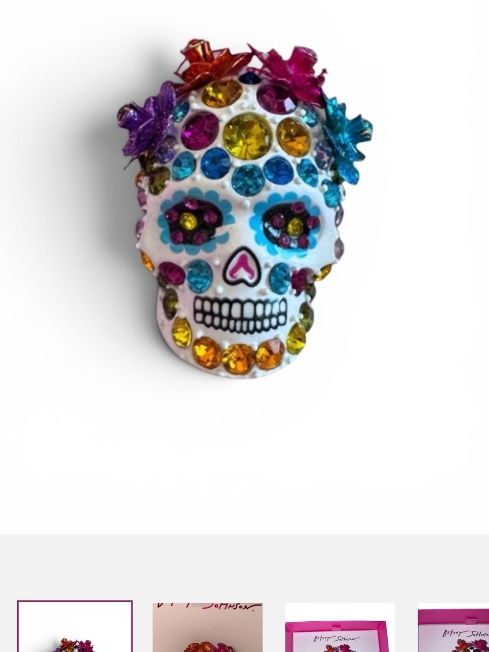 NWB DAY OF THE DEAD SKULL BROOCH / BETSEY JOHNSON💀🌸